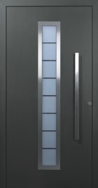 aluminium front entrance door for household finished in CH 703 black light grey metallic
